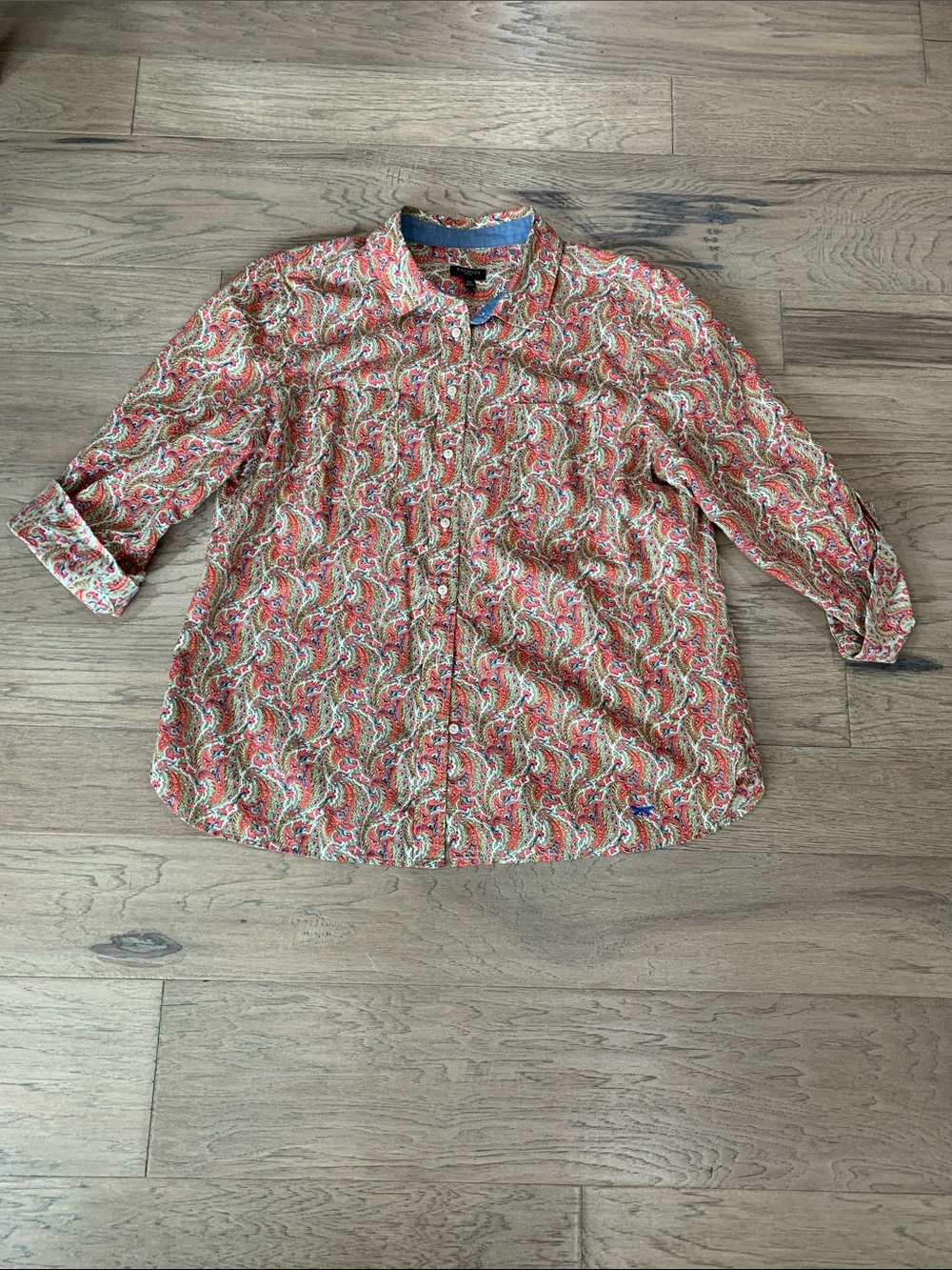 Talbots Red Paisley Casual Button-Down Shirt Size 16P